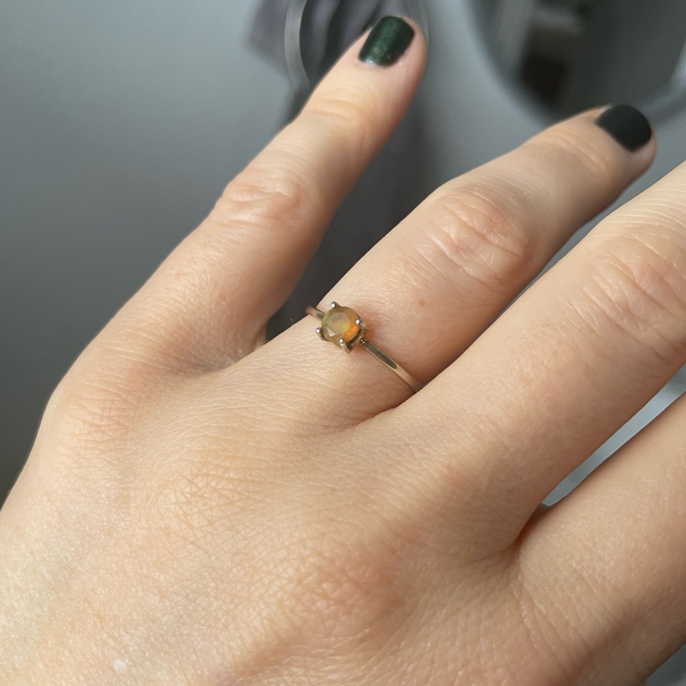 Gold plated silver Ethiopian Welo Opal Ring